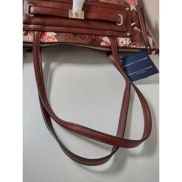 Adrienne Vittadini Brown Botanical Gardens Lock Tote Large Handbag - Picture 12 of 12